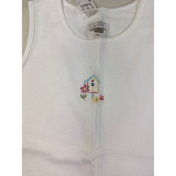 Christopher & Banks White Sleeveless Top Birdhouse Embroidery Tank - Picture 11 of 12